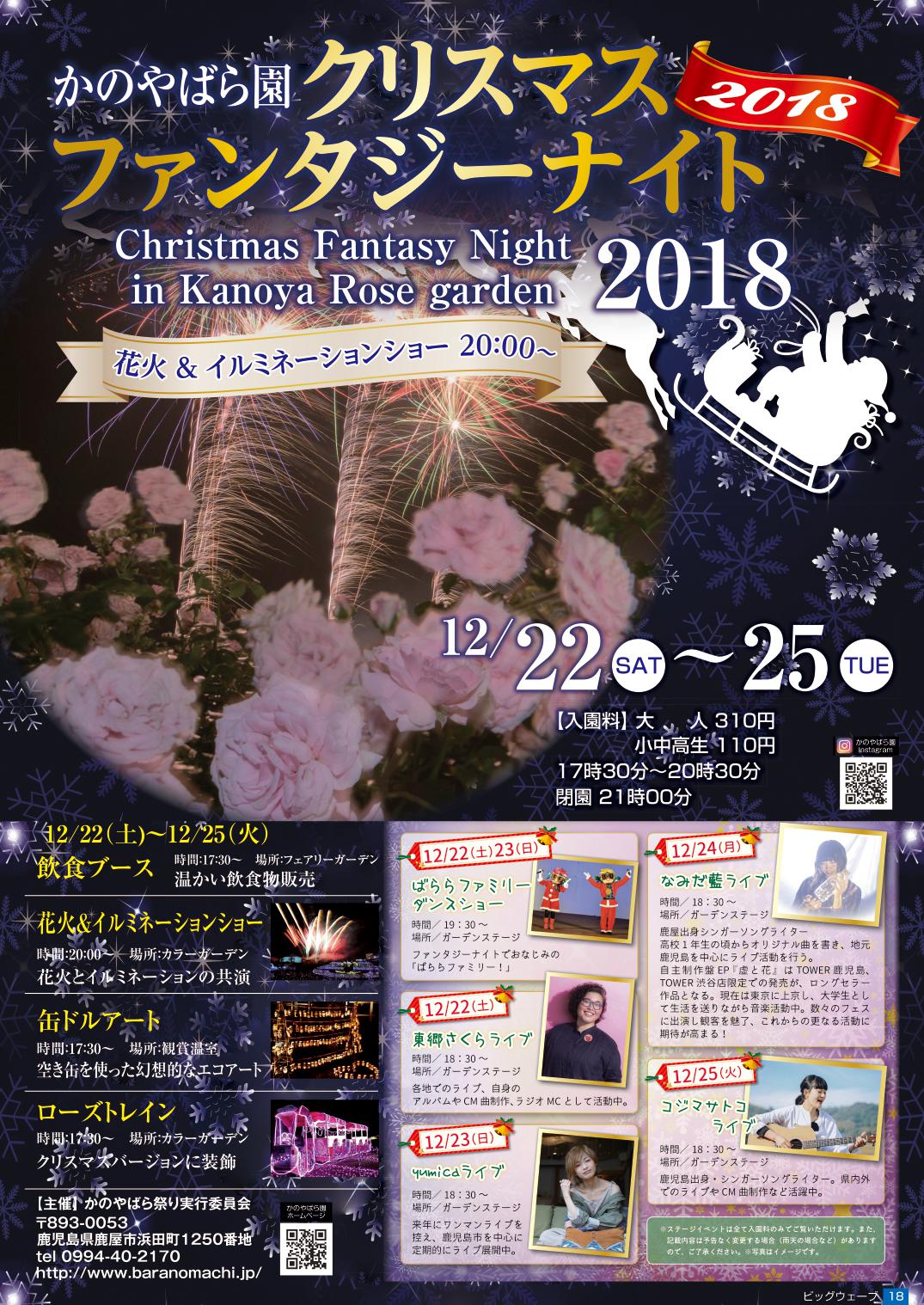 かのやばら園 クリスマスファンタジーナイト 2018